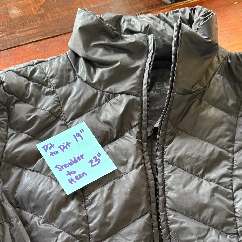 Women's Black Michael Kors Packable Down Quilted Jacket Size Small